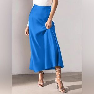 •RACHEL ZOE blue satin skirt•